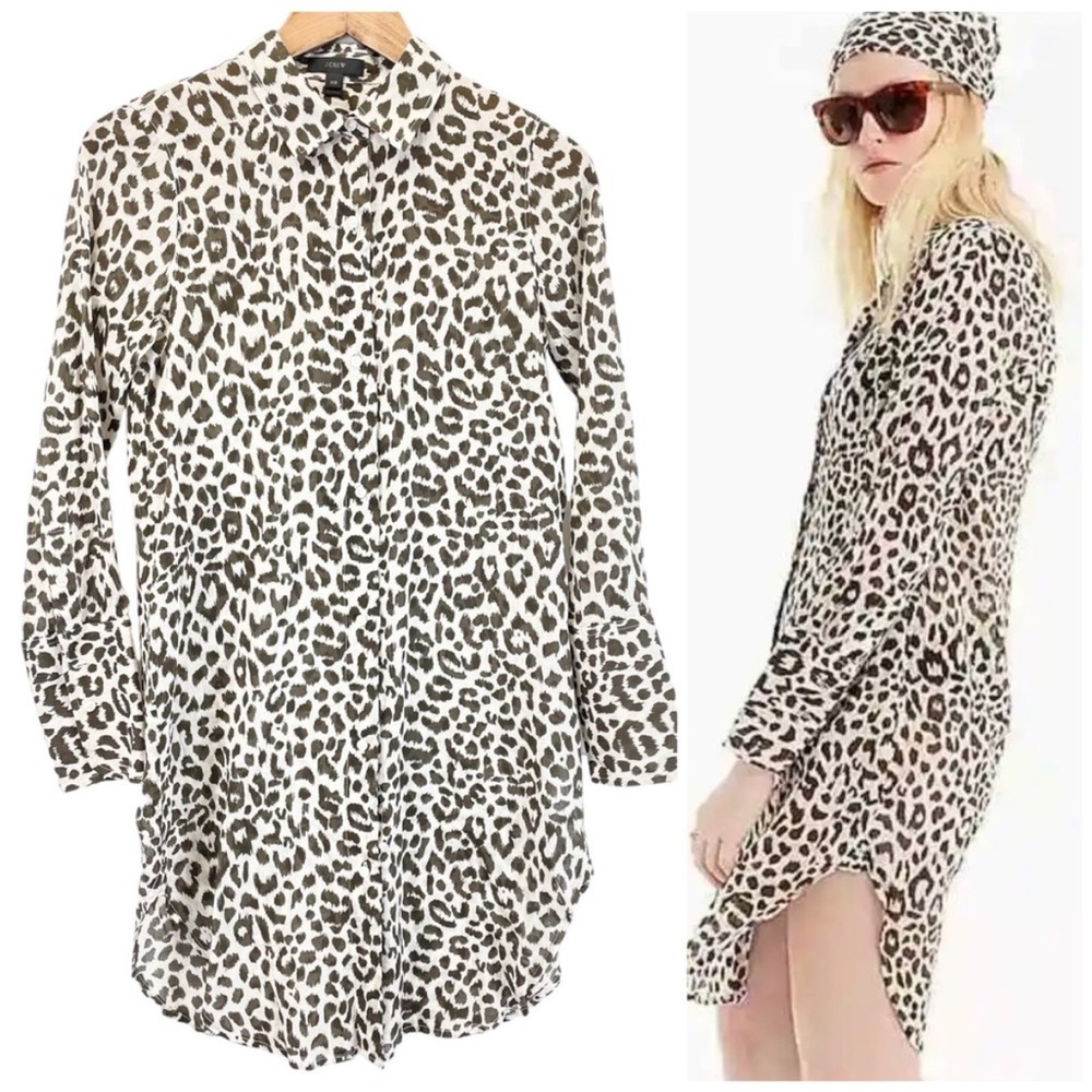 J.Crew 100% Cotton Beach Shirt in Leopard Size Small